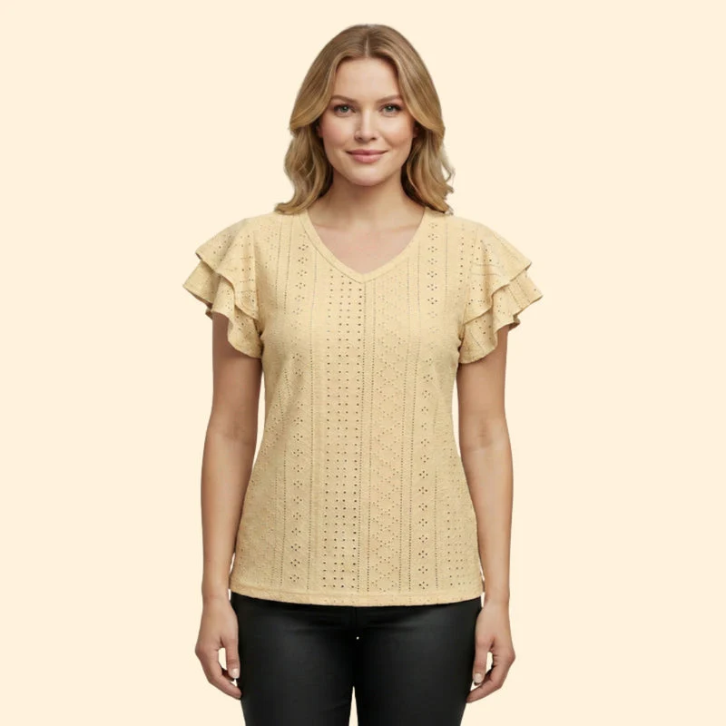 Women’s V-Neck Top with Ruffle Sleeves - Image 9