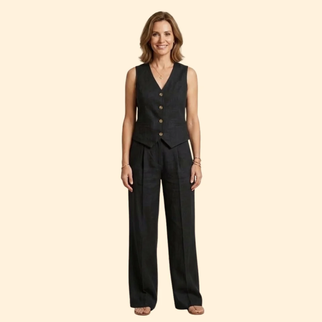 Women’s V-Neck Vest with High-Waist Trousers - Image 10