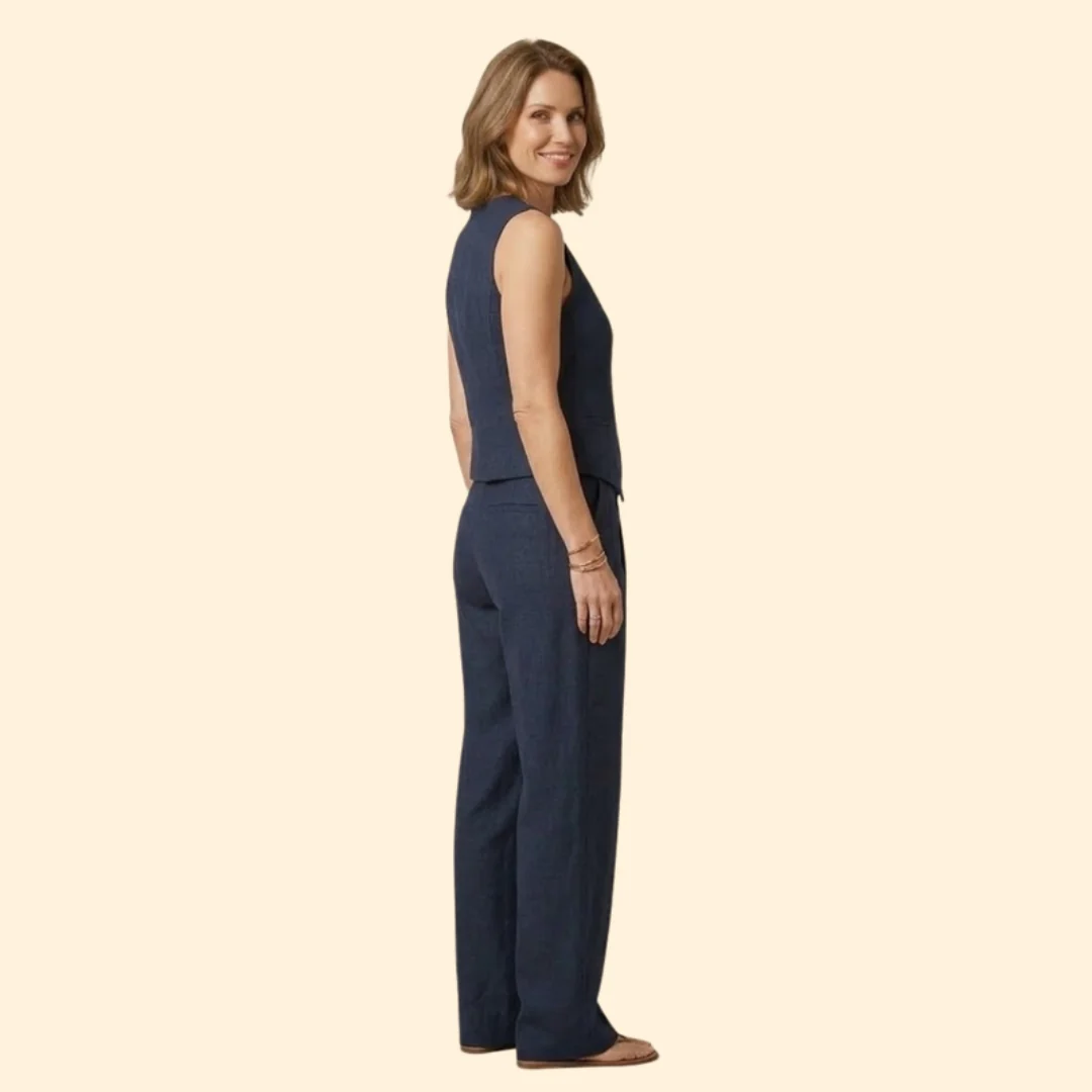 Women’s V-Neck Vest with High-Waist Trousers - Image 4