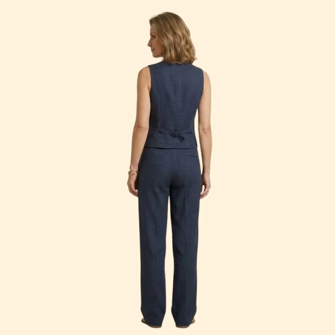 Women’s V-Neck Vest with High-Waist Trousers - Image 5