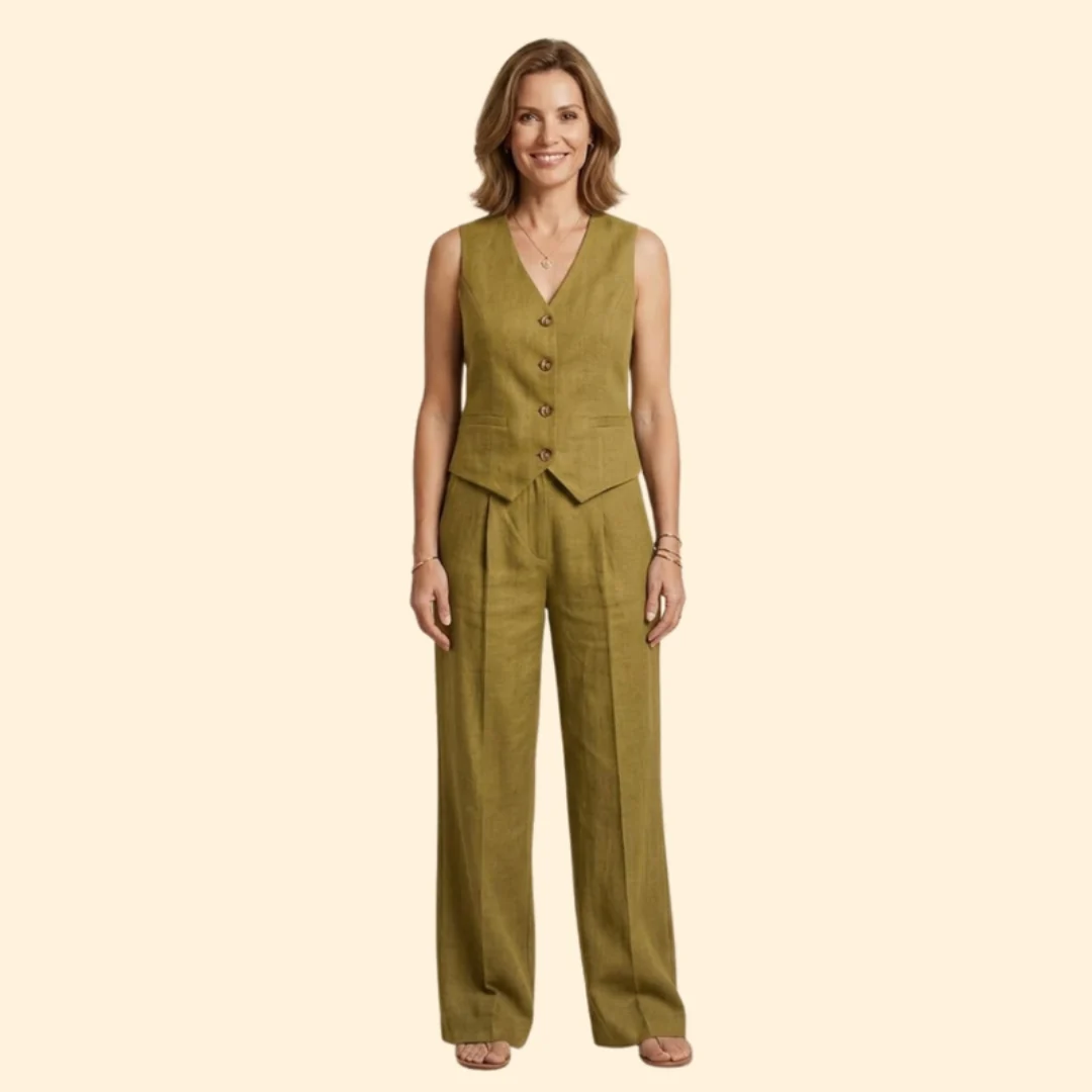Women’s V-Neck Vest with High-Waist Trousers - Image 7