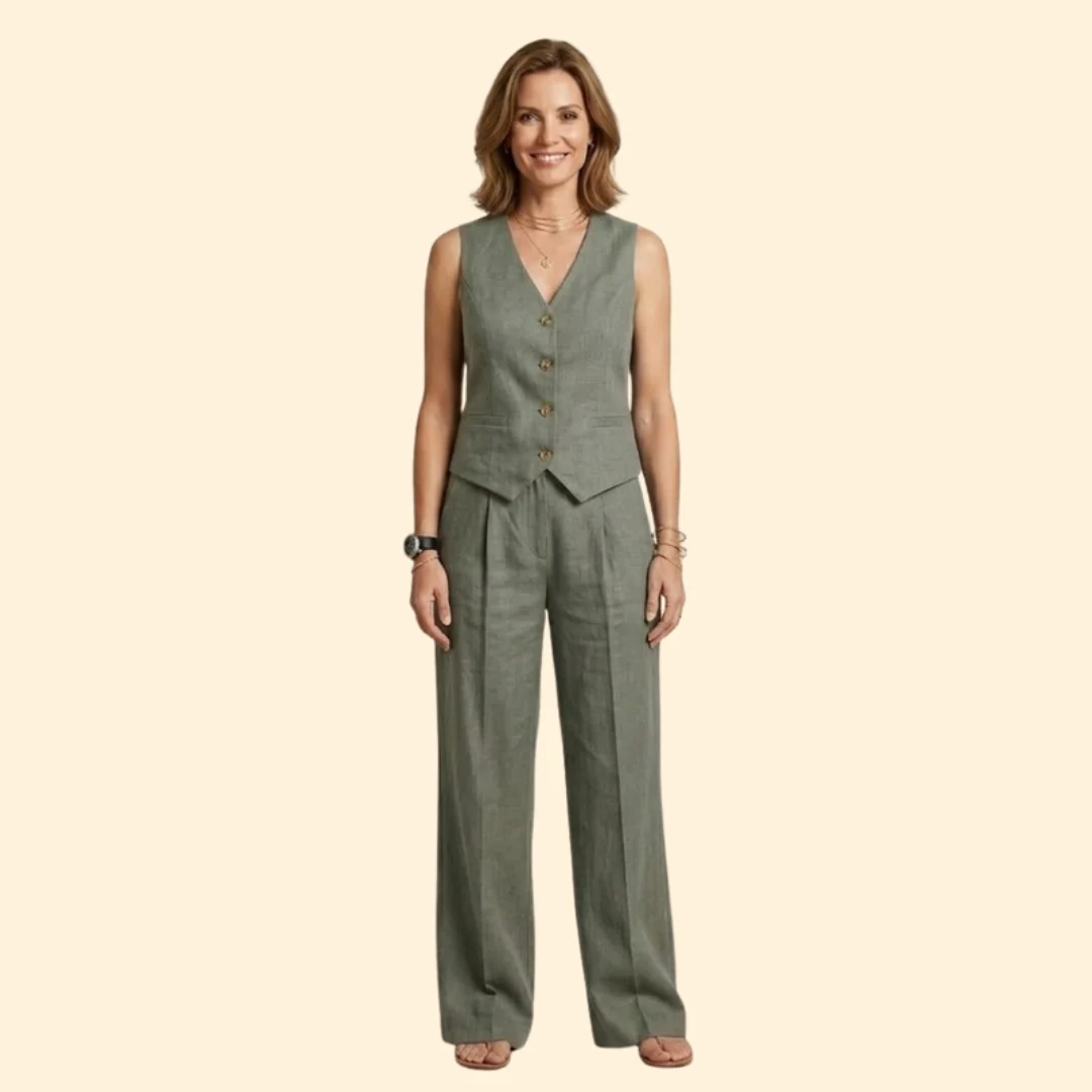 Women’s V-Neck Vest with High-Waist Trousers - Image 8
