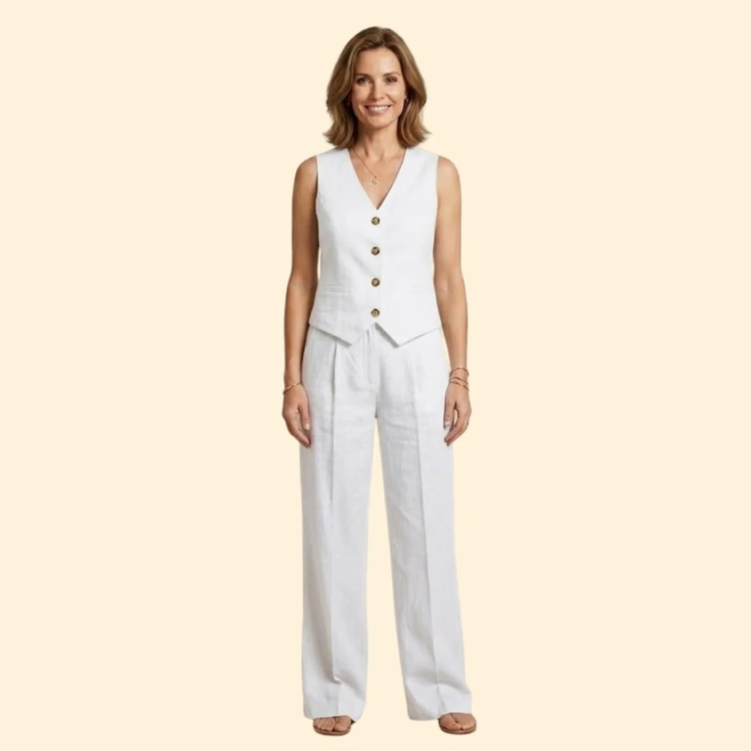 Women’s V-Neck Vest with High-Waist Trousers - Image 9