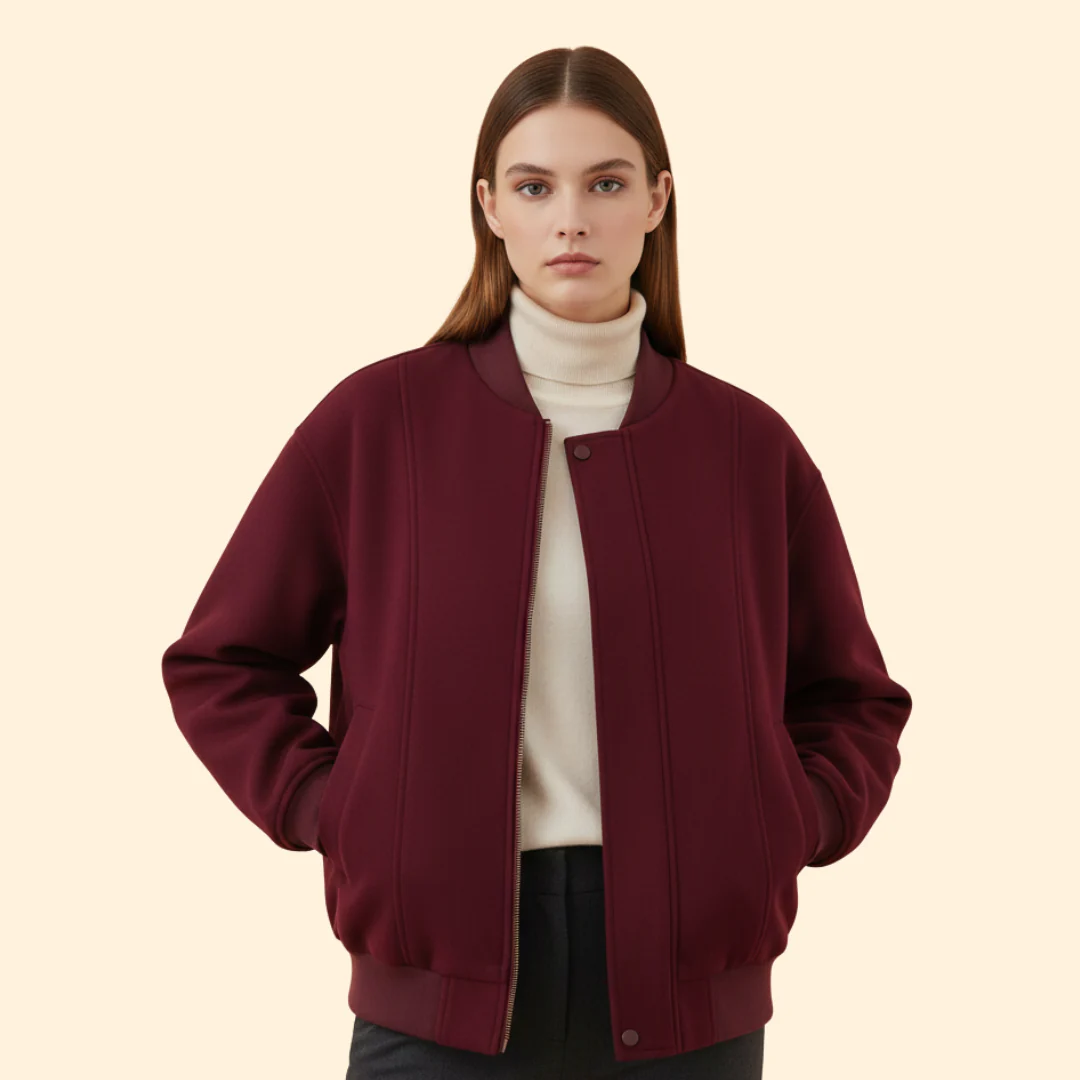 Women’s Varsity Bomber Jacket with Side Pockets - Image 2