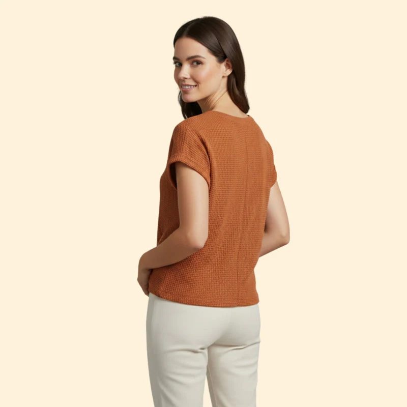 Women’s Waffle Knit Tee with Short Sleeves - Image 5