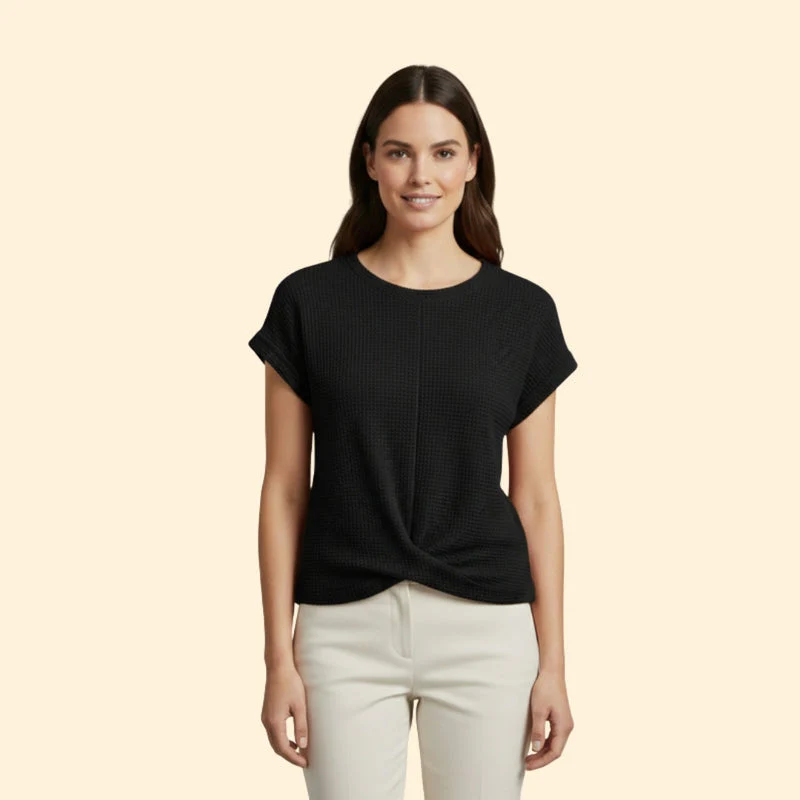 Women’s Waffle Knit Tee with Short Sleeves - Image 6