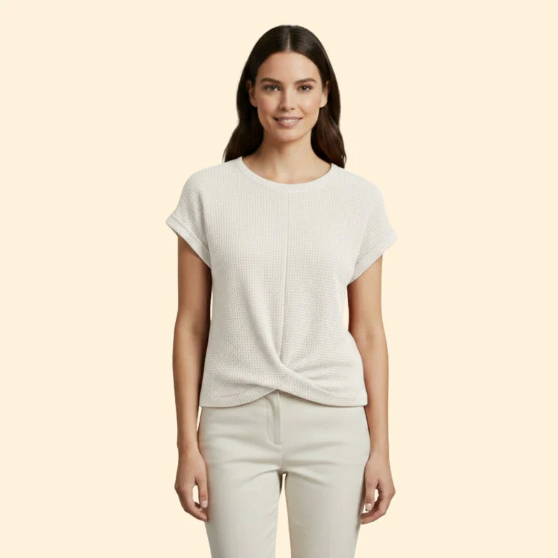 Women’s Waffle Knit Tee with Short Sleeves - Image 8