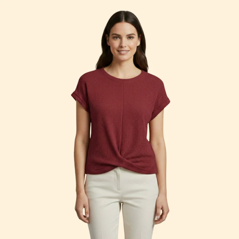Women’s Waffle Knit Tee with Short Sleeves - Image 9