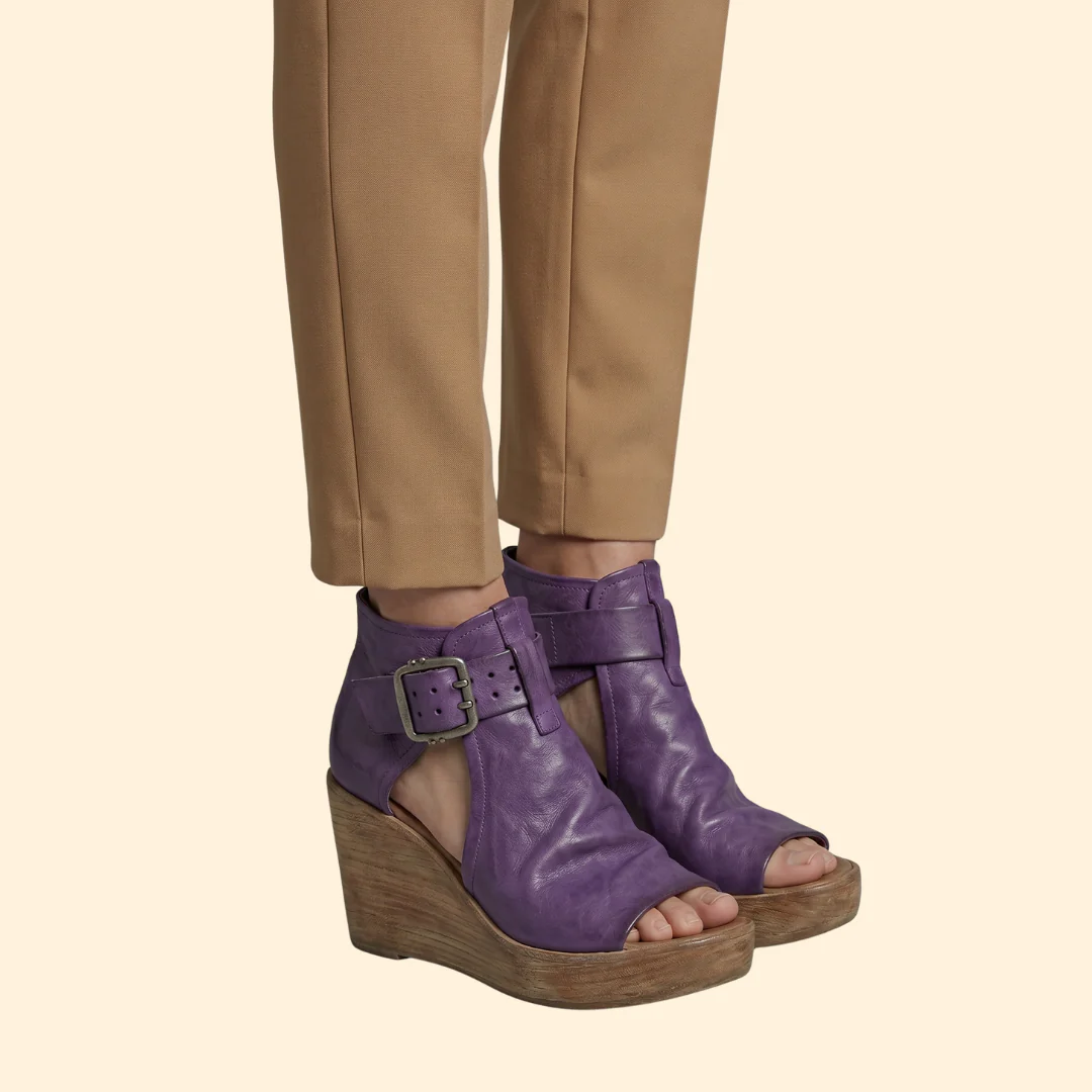 Women's Wedge Sandals with Buckle - Image 4
