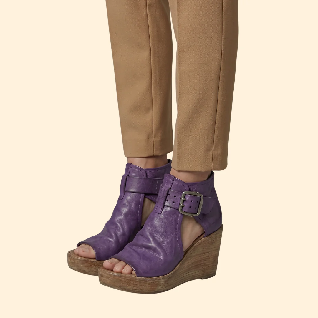 Women's Wedge Sandals with Buckle - Image 5