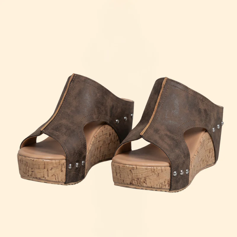 Women's Wedge Sandals with Studs - Image 4