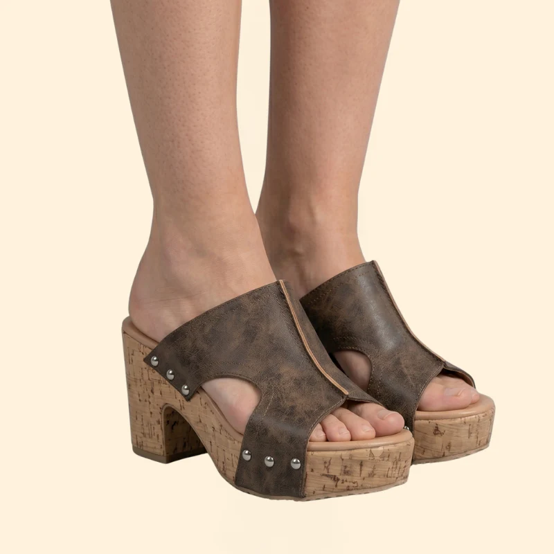 Women's Wedge Sandals with Studs - Image 6