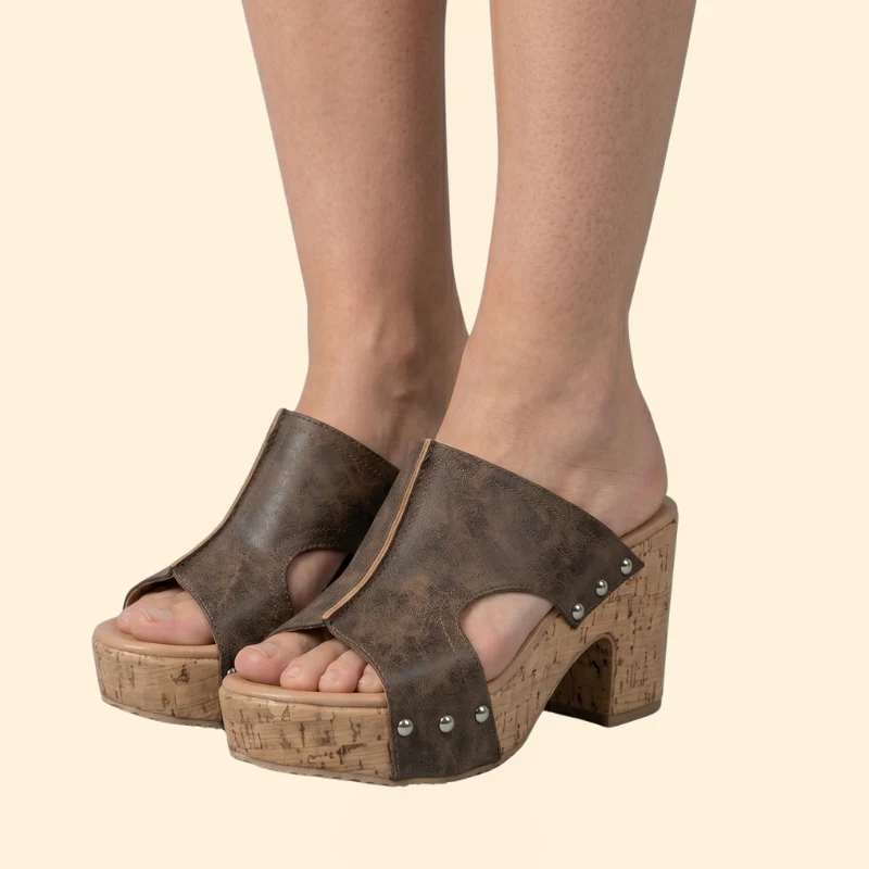 Women's Wedge Sandals with Studs - Image 7