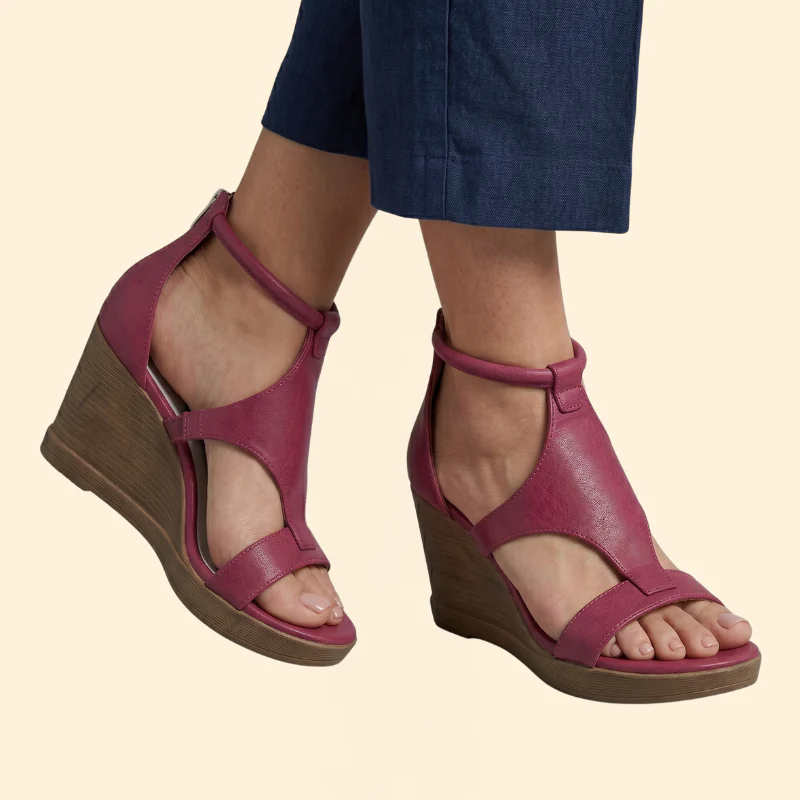 Women's Wedge Sandals with T-Strap - Image 3