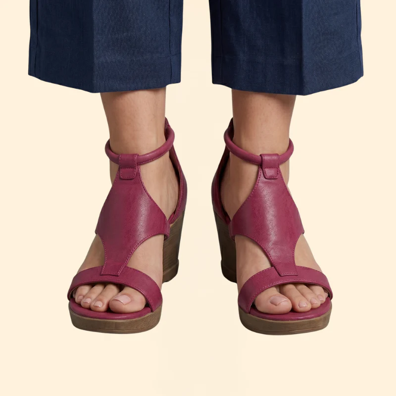 Women's Wedge Sandals with T-Strap - Image 4
