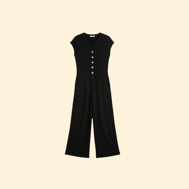 Women’s Wide-Leg Jumpsuit with Button Placket