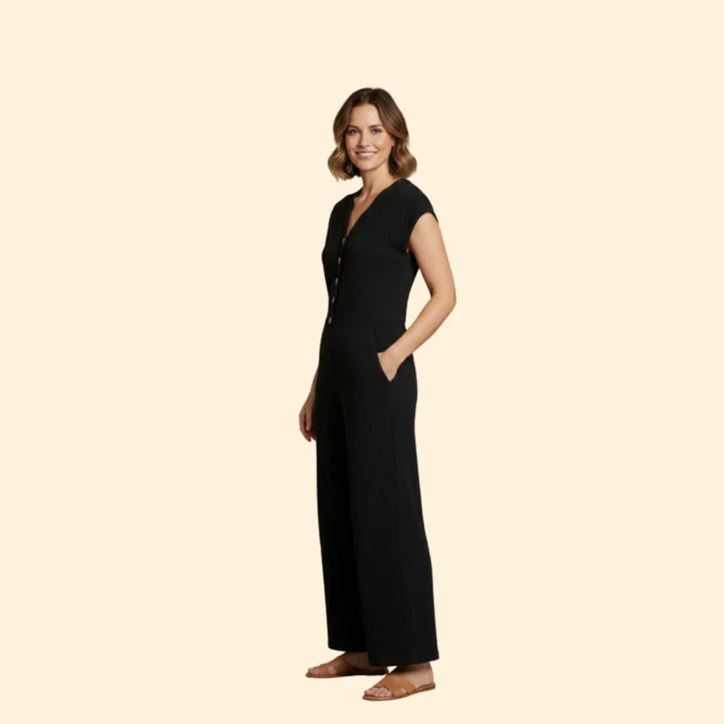 Women’s Wide-Leg Jumpsuit with Button Placket - Image 5