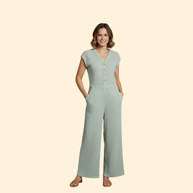 Women’s Wide-Leg Jumpsuit with Button Placket - Image 7