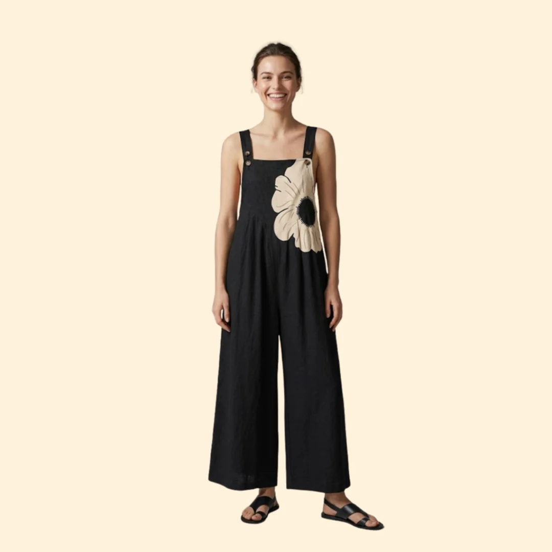Women’s Wide Leg Jumpsuit with Floral Print - Image 2