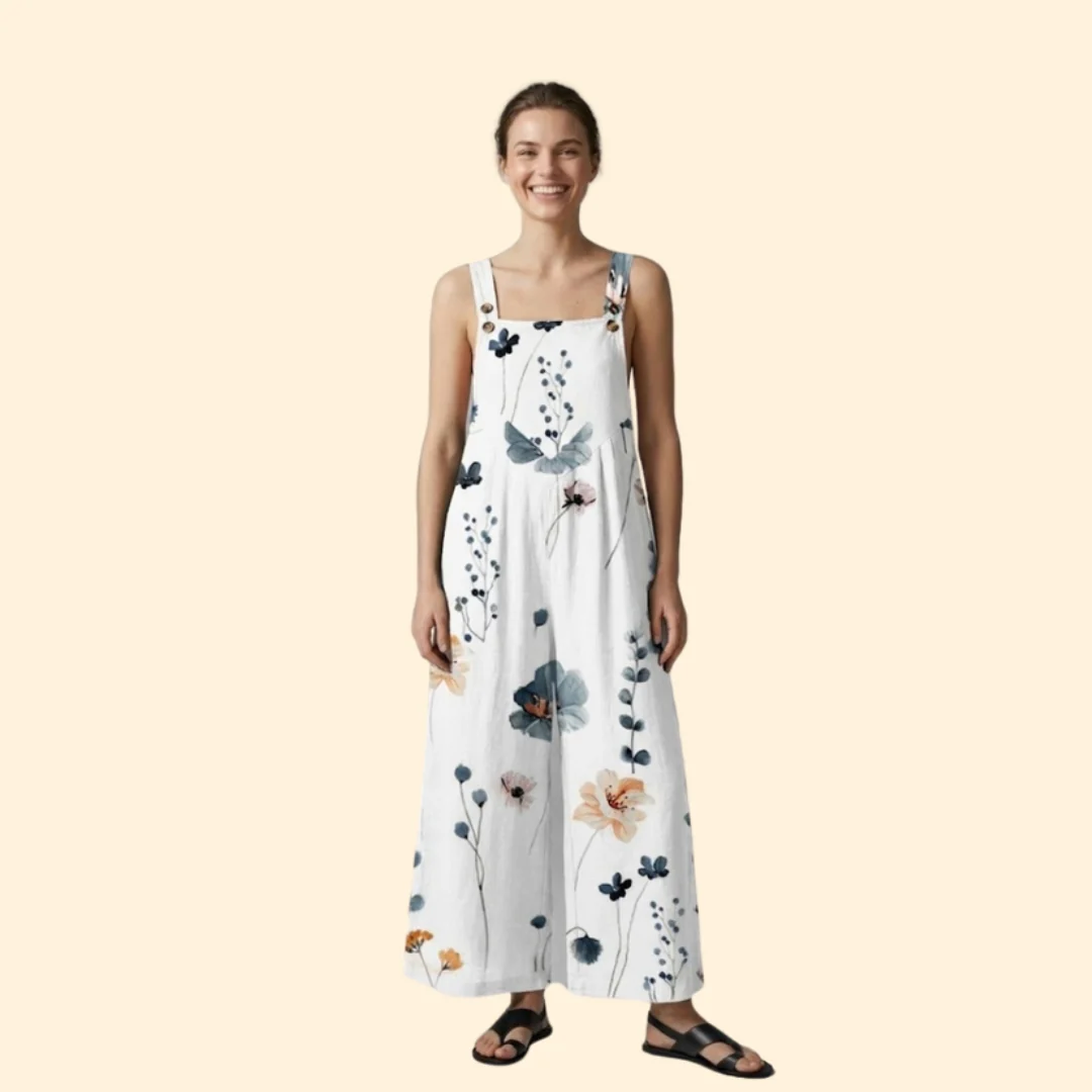 Women’s Wide Leg Jumpsuit with Floral Print - Image 7