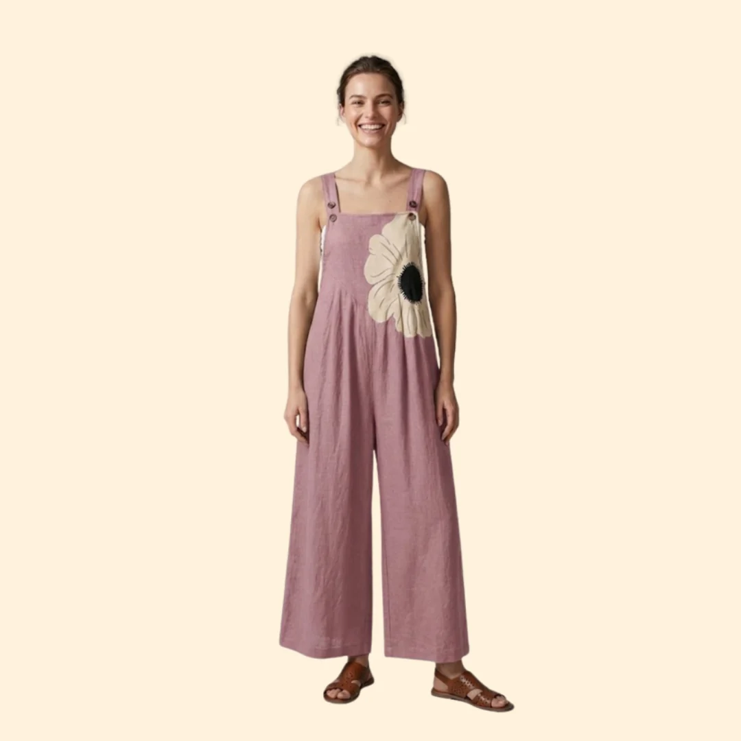 Women’s Wide Leg Jumpsuit with Floral Print - Image 9
