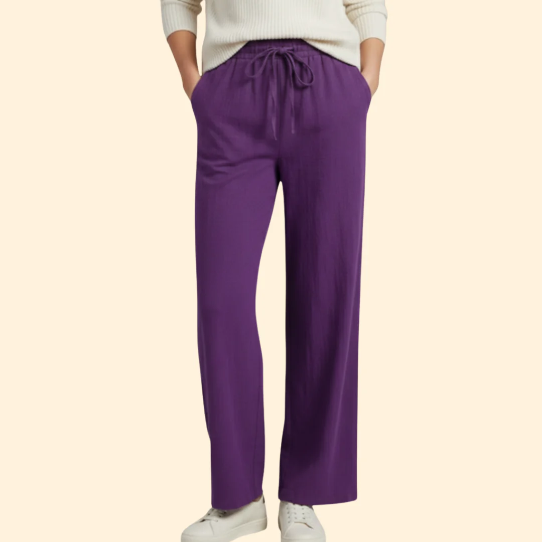 Women’s Wide Leg Pants with Adjustable Waistband - Image 3