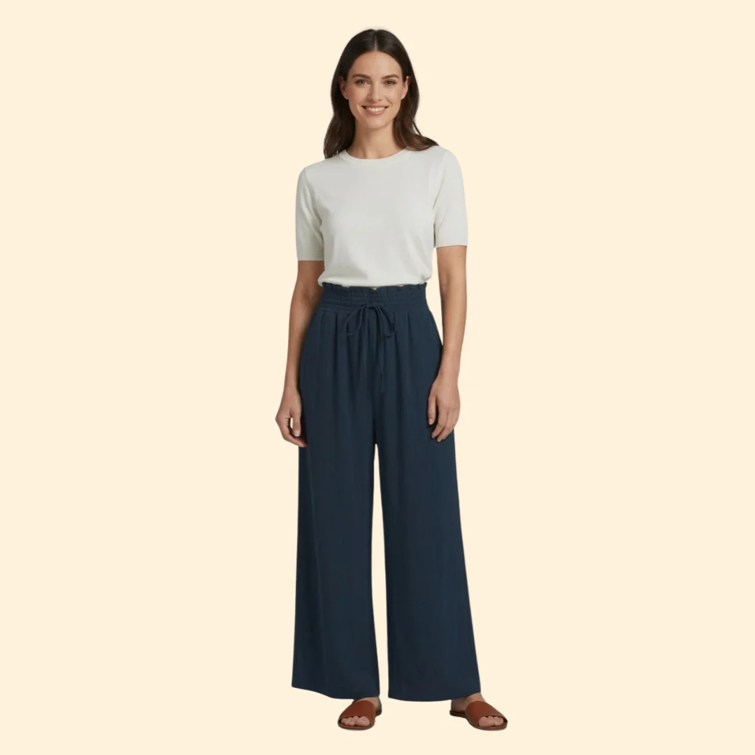 Women’s Wide-Leg Pants with Elastic Waist - Image 2