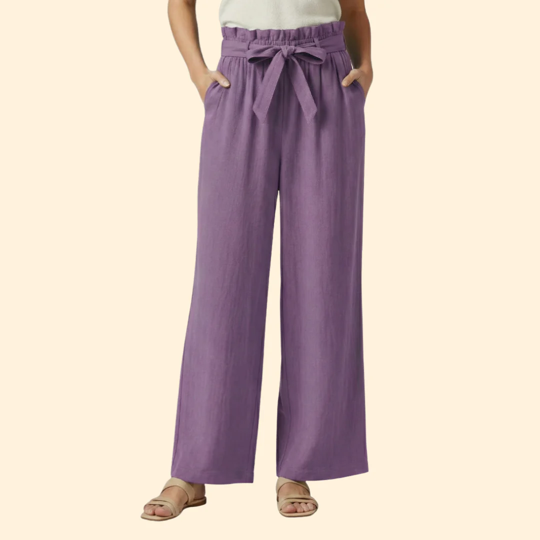 Women’s Wide-Leg Trousers with Tie Waist - Image 10