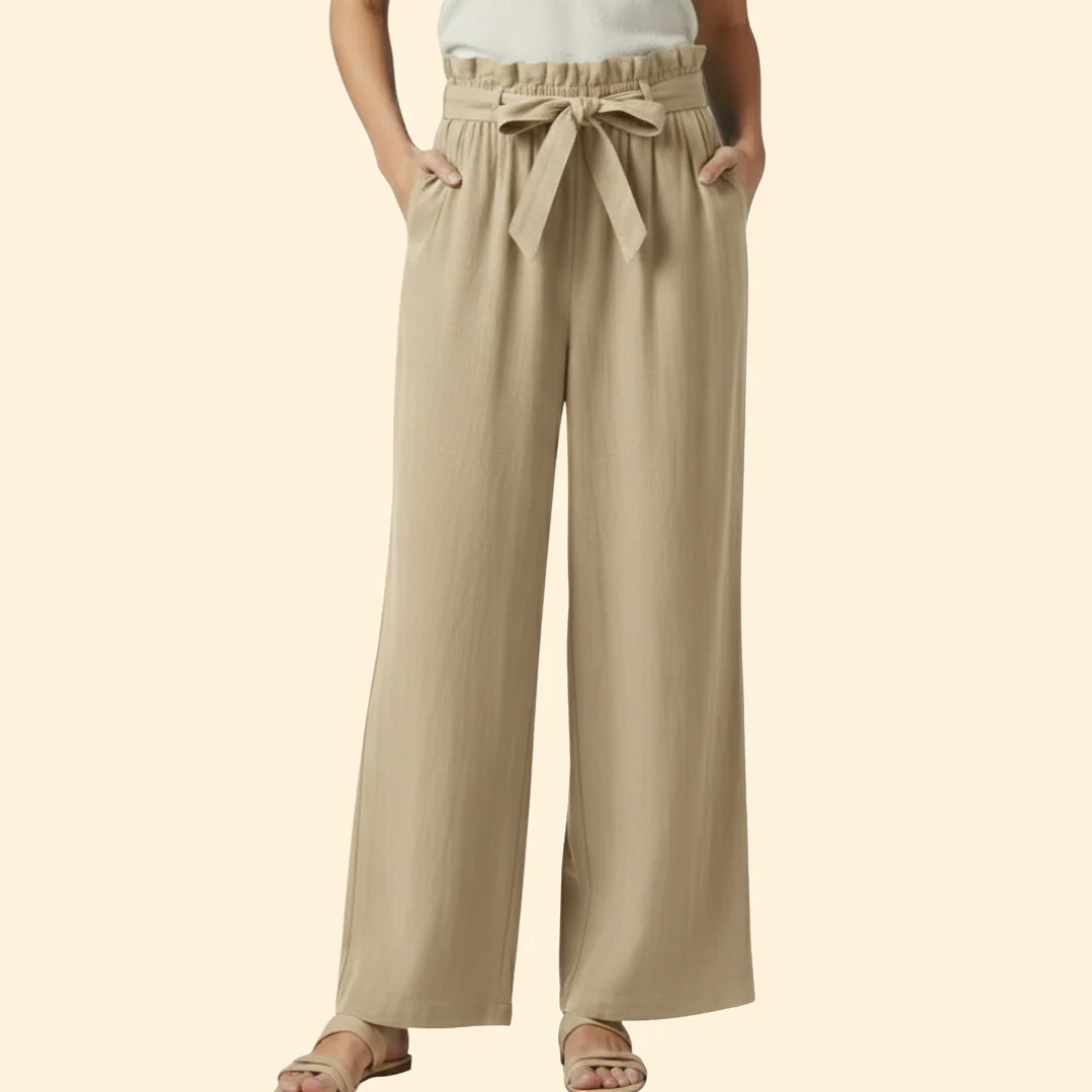 Women’s Wide-Leg Trousers with Tie Waist - Image 11