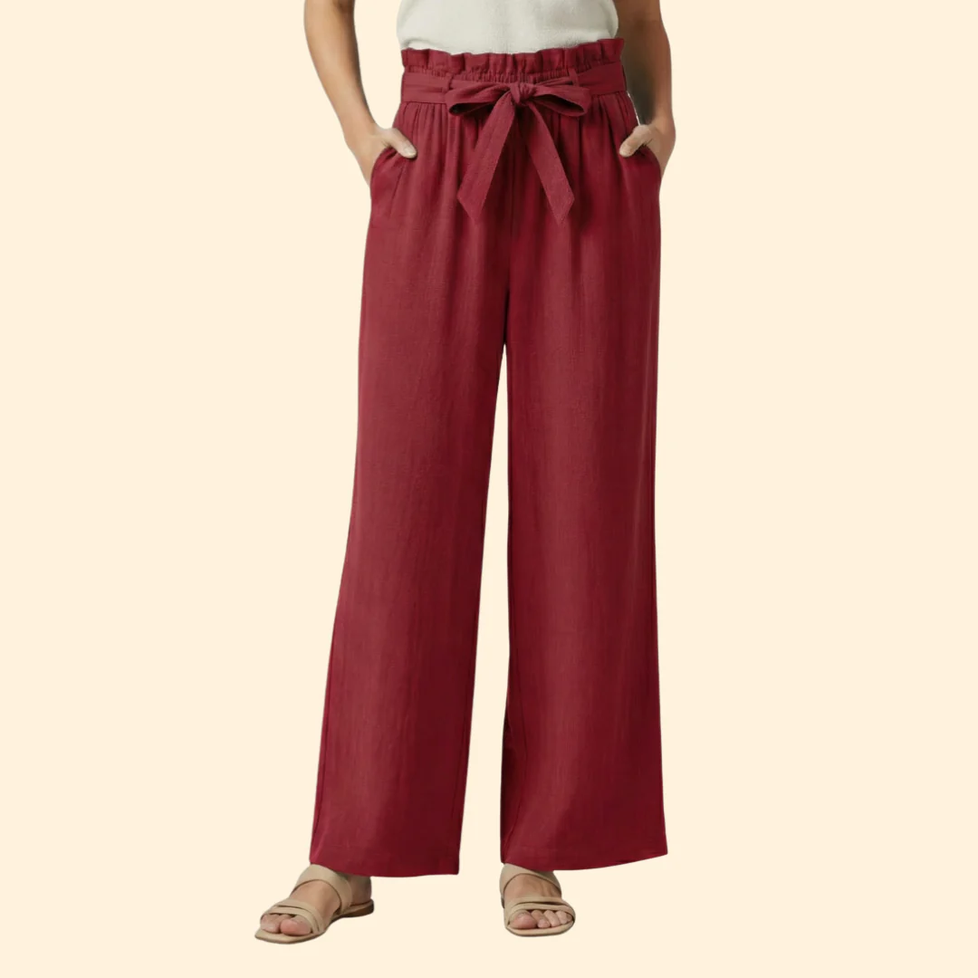Women’s Wide-Leg Trousers with Tie Waist - Image 12