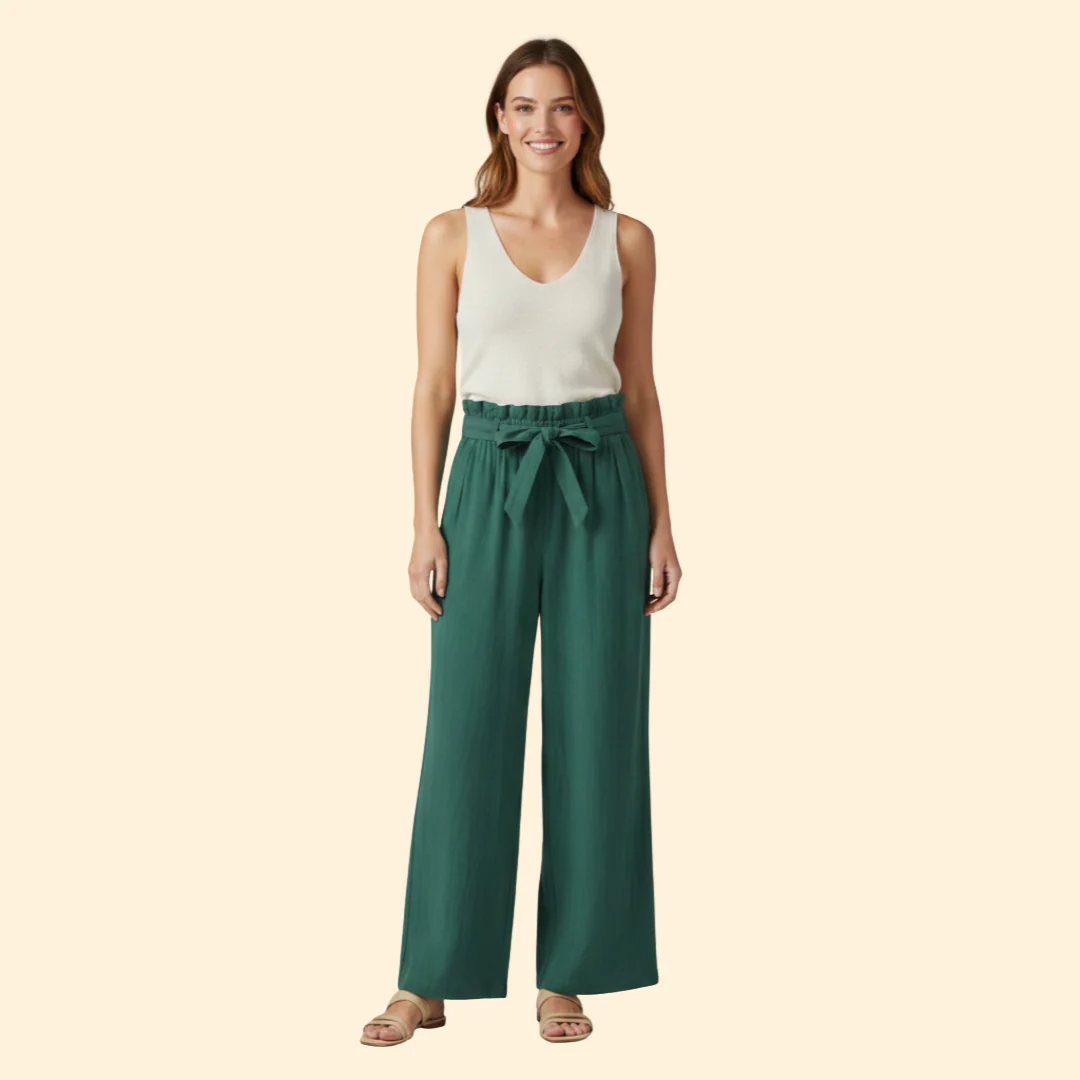 Women’s Wide-Leg Trousers with Tie Waist - Image 2