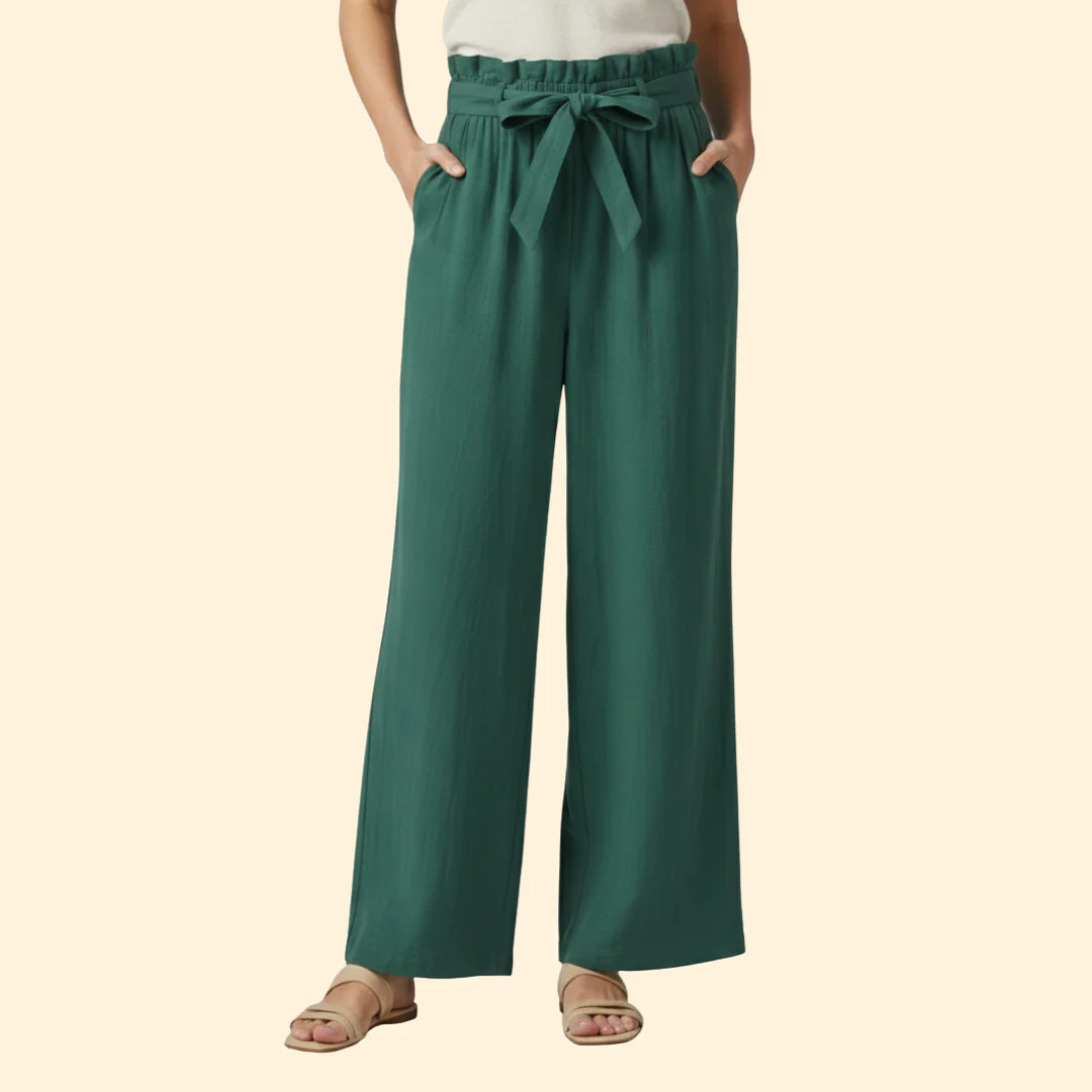 Women’s Wide-Leg Trousers with Tie Waist - Image 3