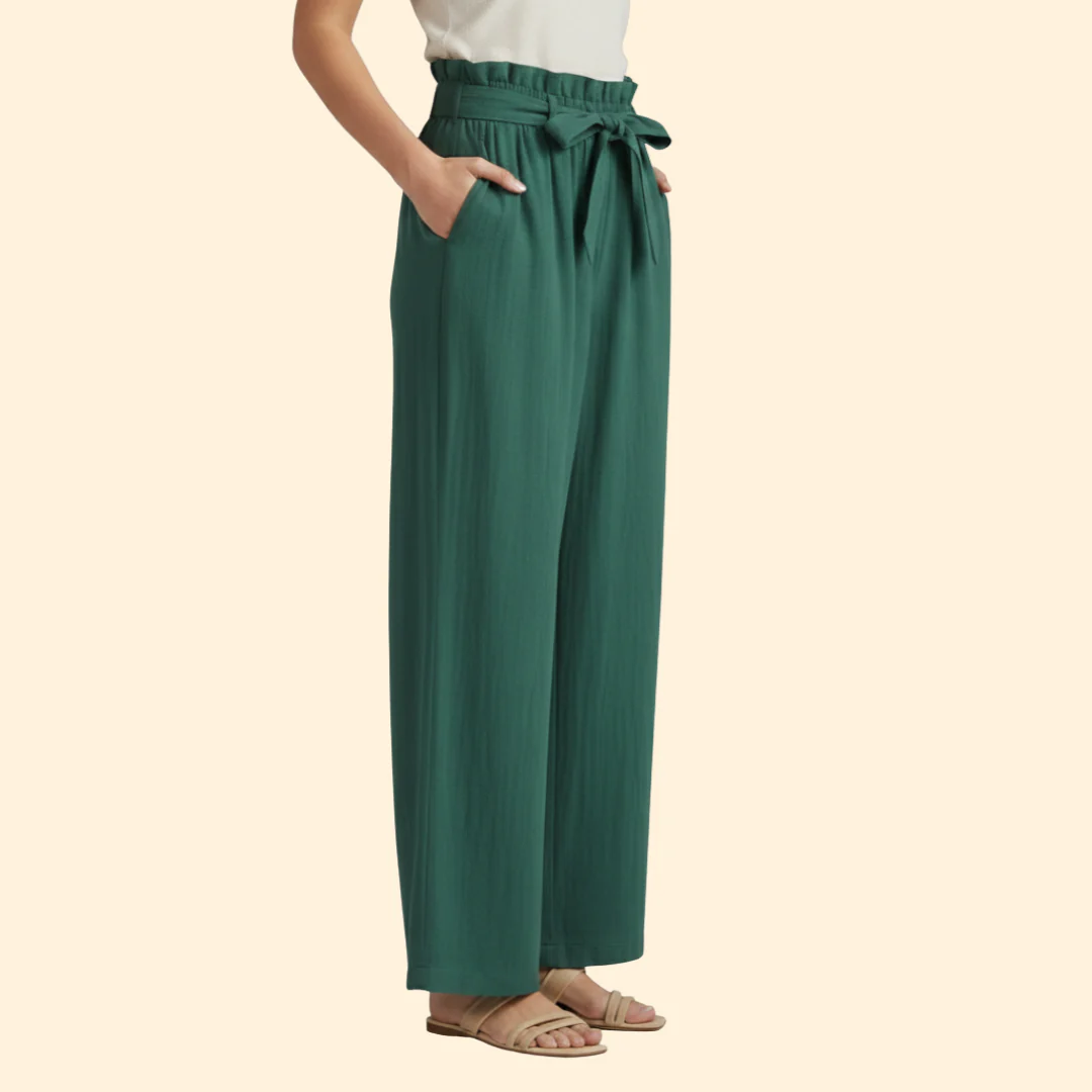 Women’s Wide-Leg Trousers with Tie Waist - Image 4