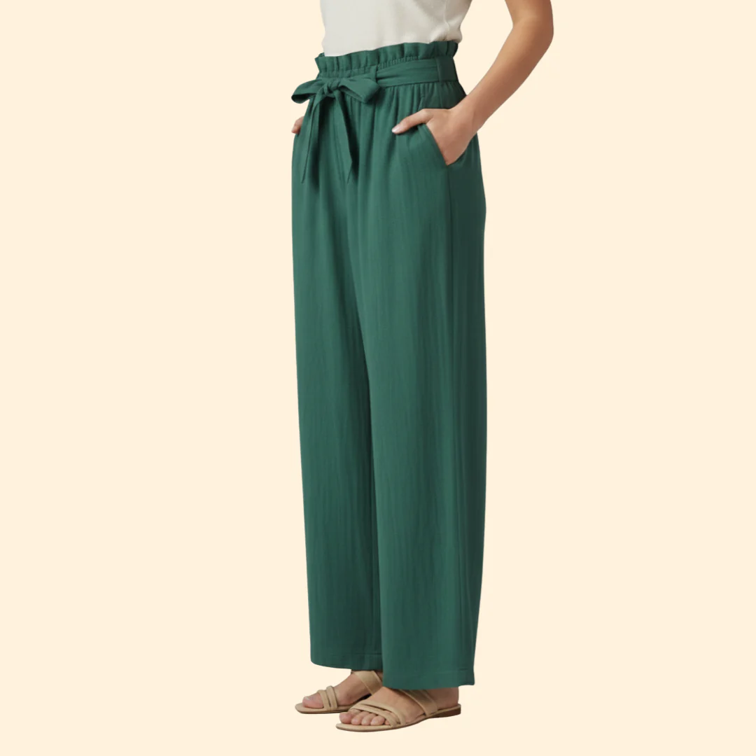 Women’s Wide-Leg Trousers with Tie Waist - Image 5