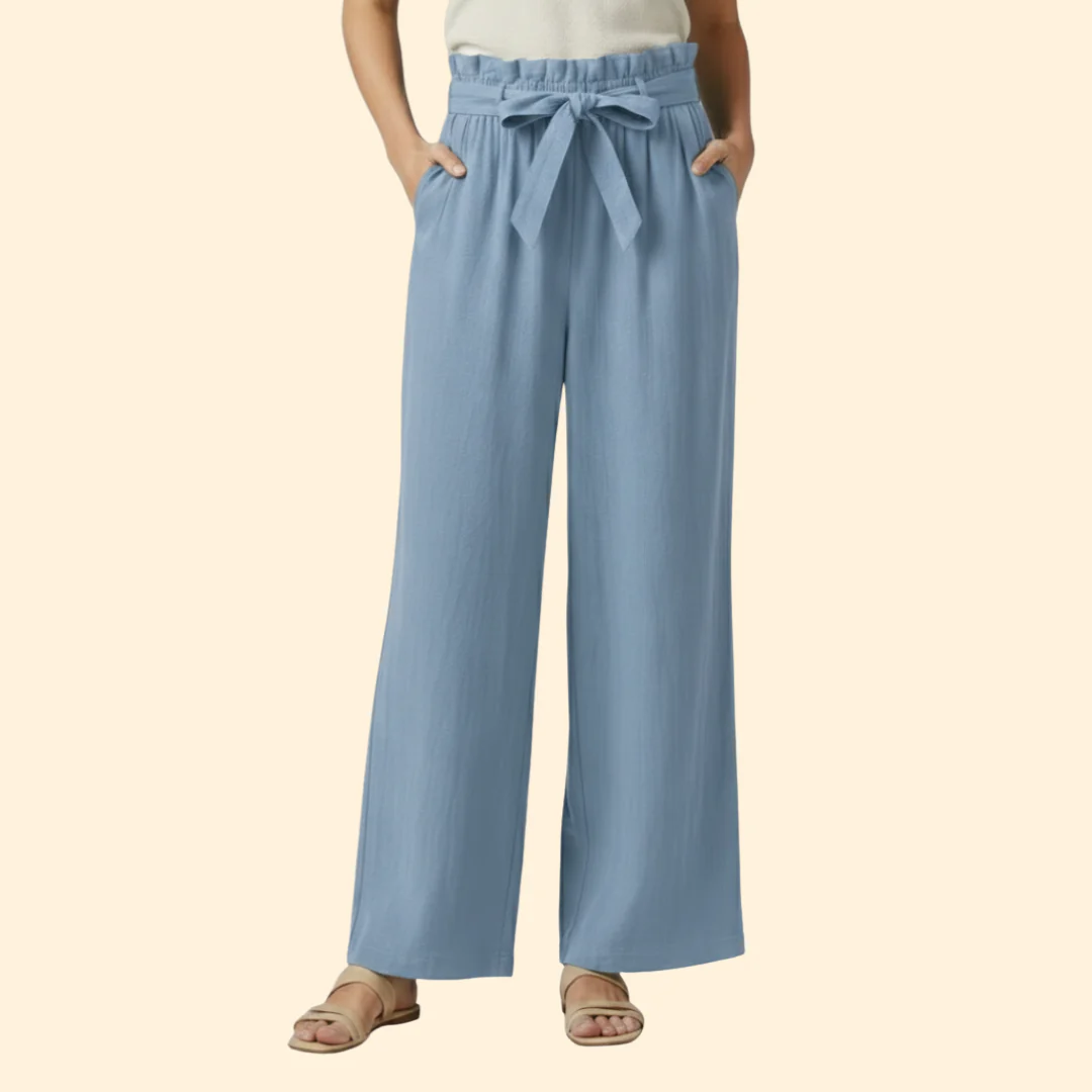 Women’s Wide-Leg Trousers with Tie Waist - Image 7