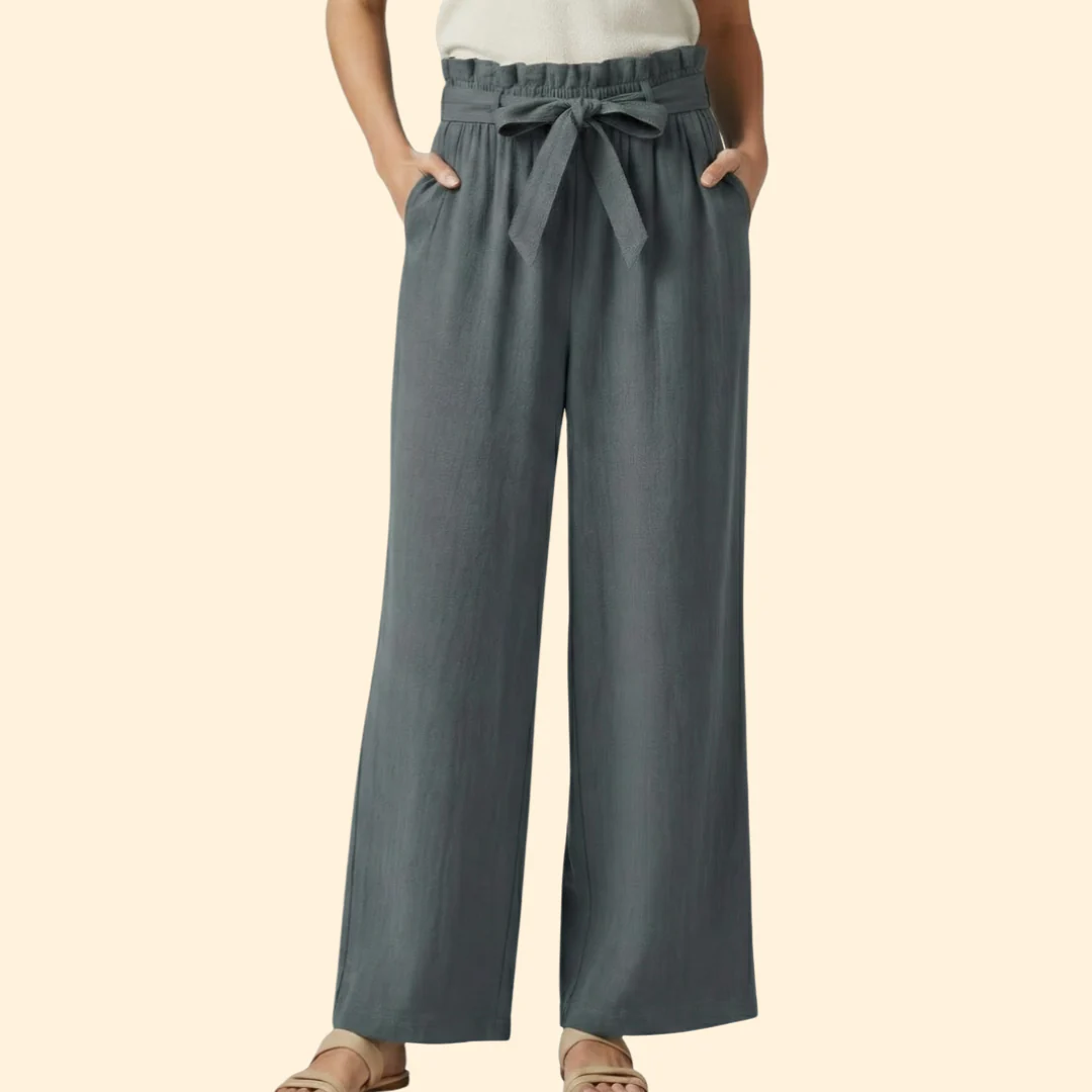 Women’s Wide-Leg Trousers with Tie Waist - Image 8