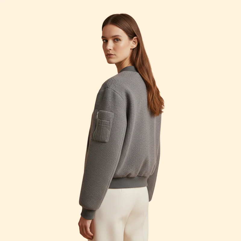 Women's Wool Blend Bomber Jacket - Image 5