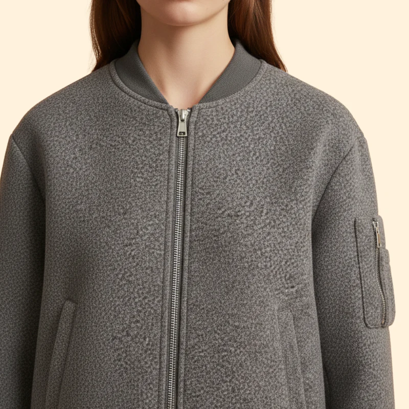Women's Wool Blend Bomber Jacket - Image 7