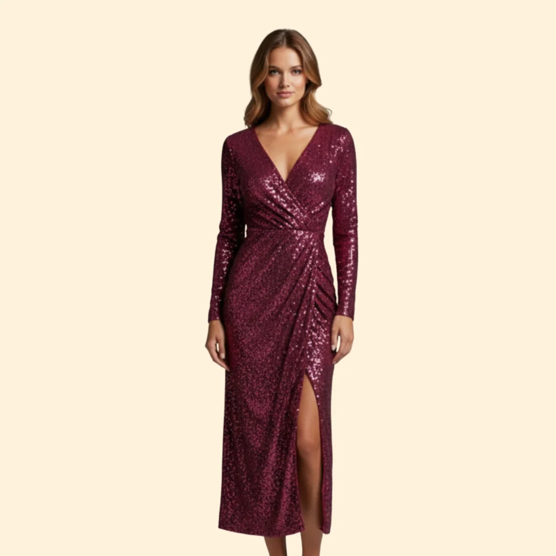 Women’s Wrap Dress Sequined Design - Image 7