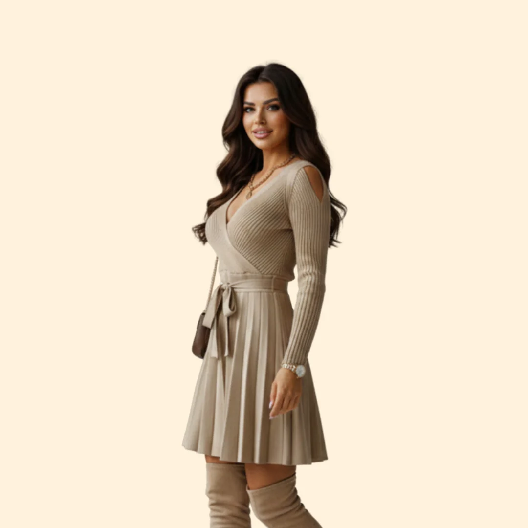 Women’s Wrap Dress with Belted Waist - Image 3