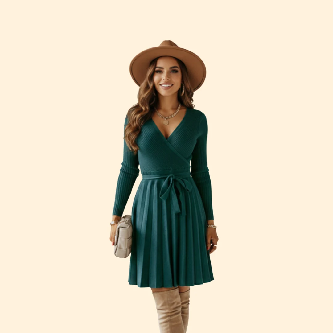 Women’s Wrap Dress with Belted Waist - Image 6
