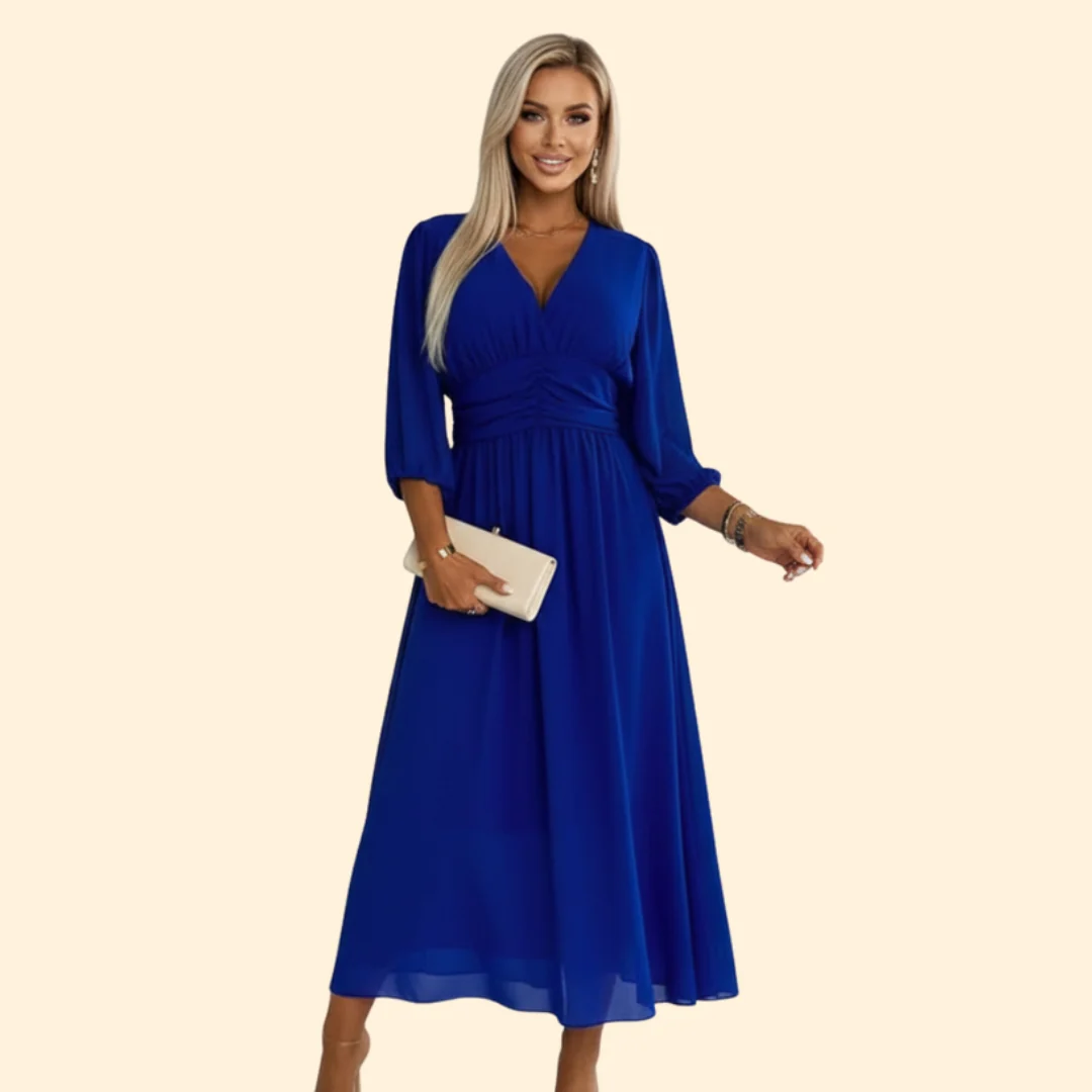 Women’s Wrap Dress with Pleated Skirt - Image 2