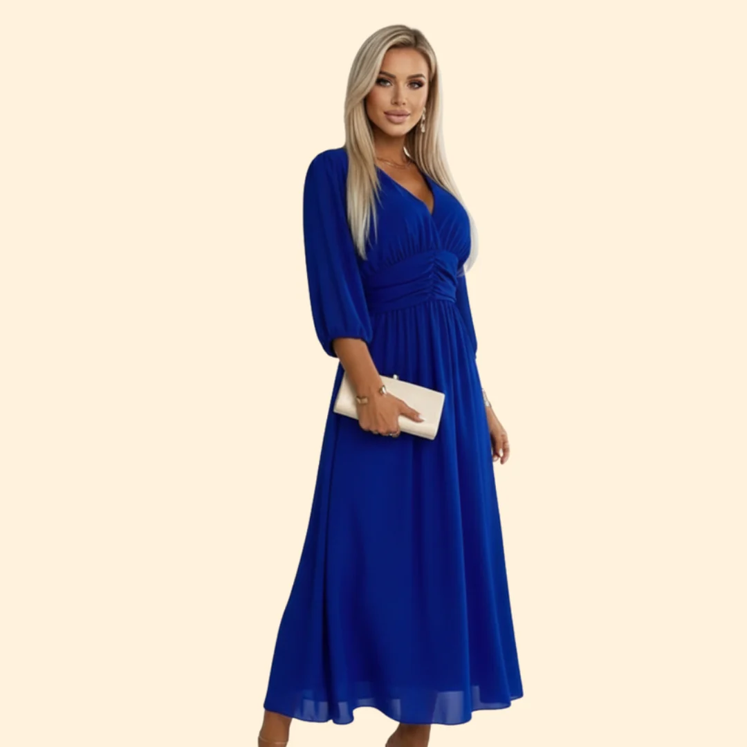 Women’s Wrap Dress with Pleated Skirt - Image 3