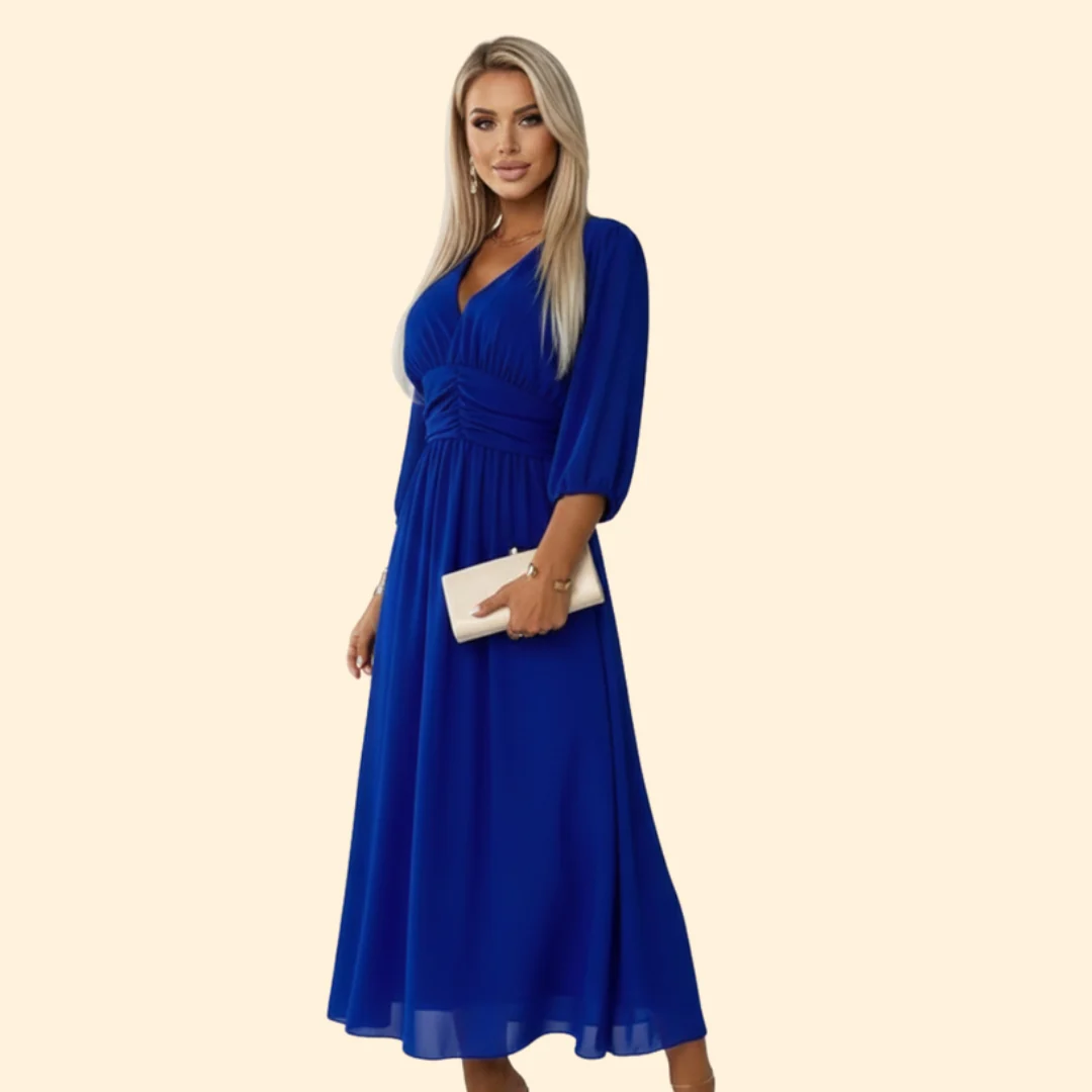 Women’s Wrap Dress with Pleated Skirt - Image 4