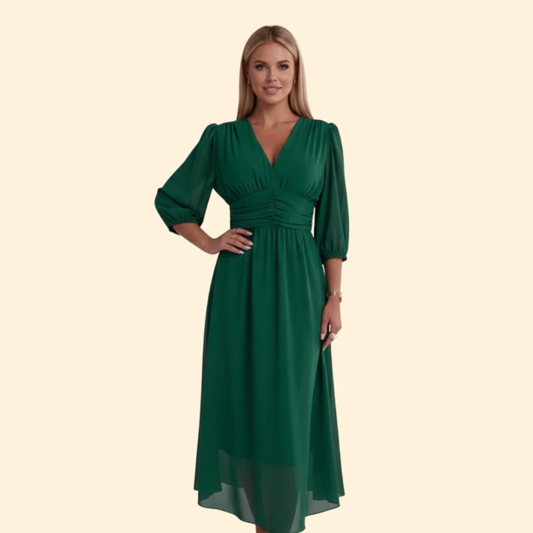 Women’s Wrap Dress with Pleated Skirt - Image 6