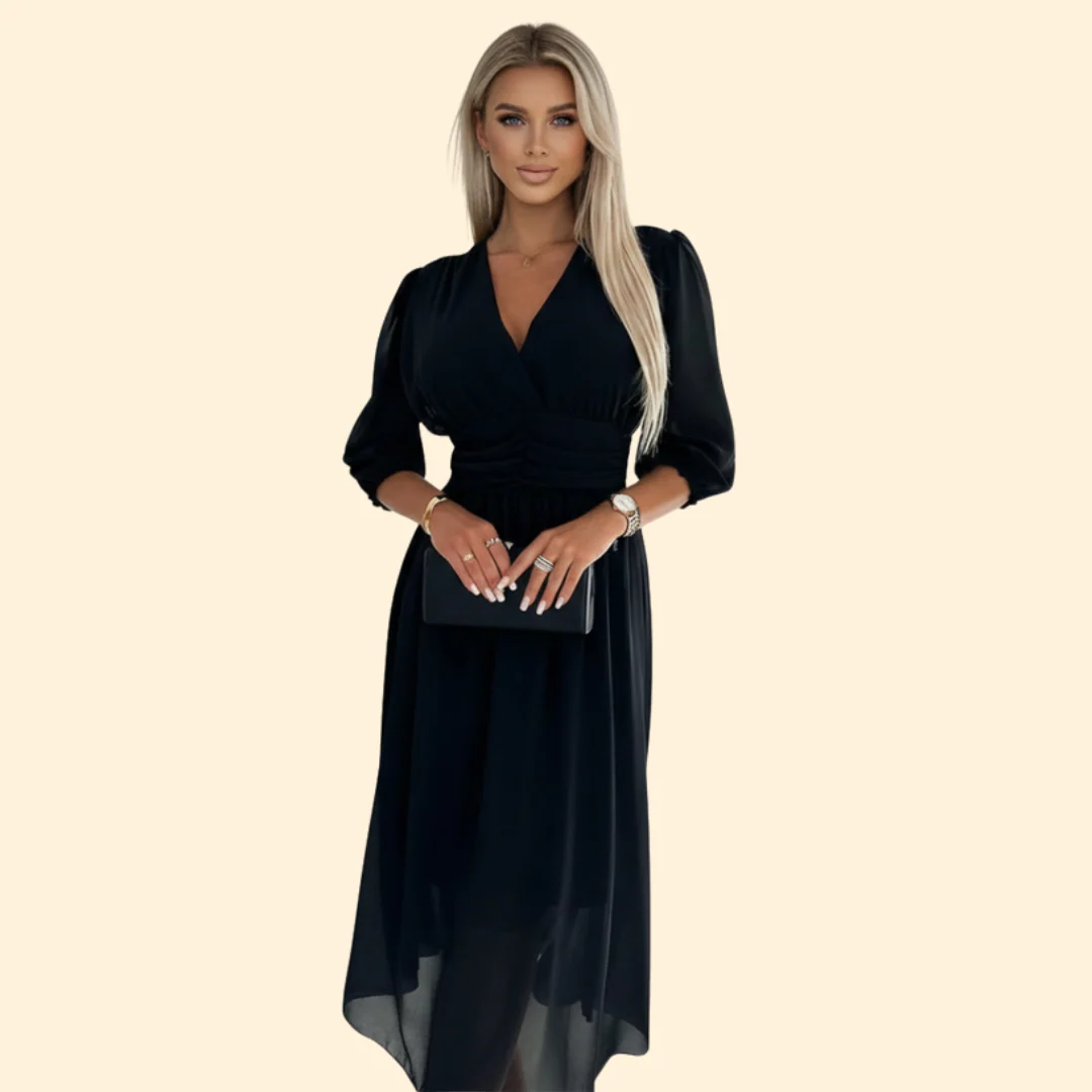Women’s Wrap Dress with Pleated Skirt - Image 7