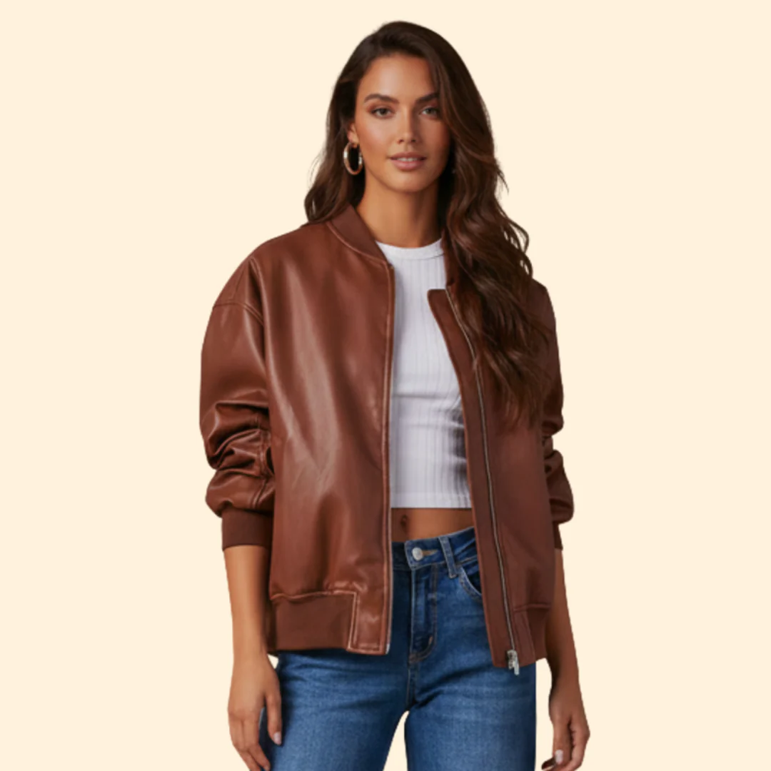 Women’s Zip Bomber Jacket with Side Pockets - Image 2