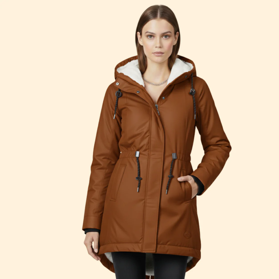 Women’s Zip Coat with Sherpa Lined Hood - Image 10