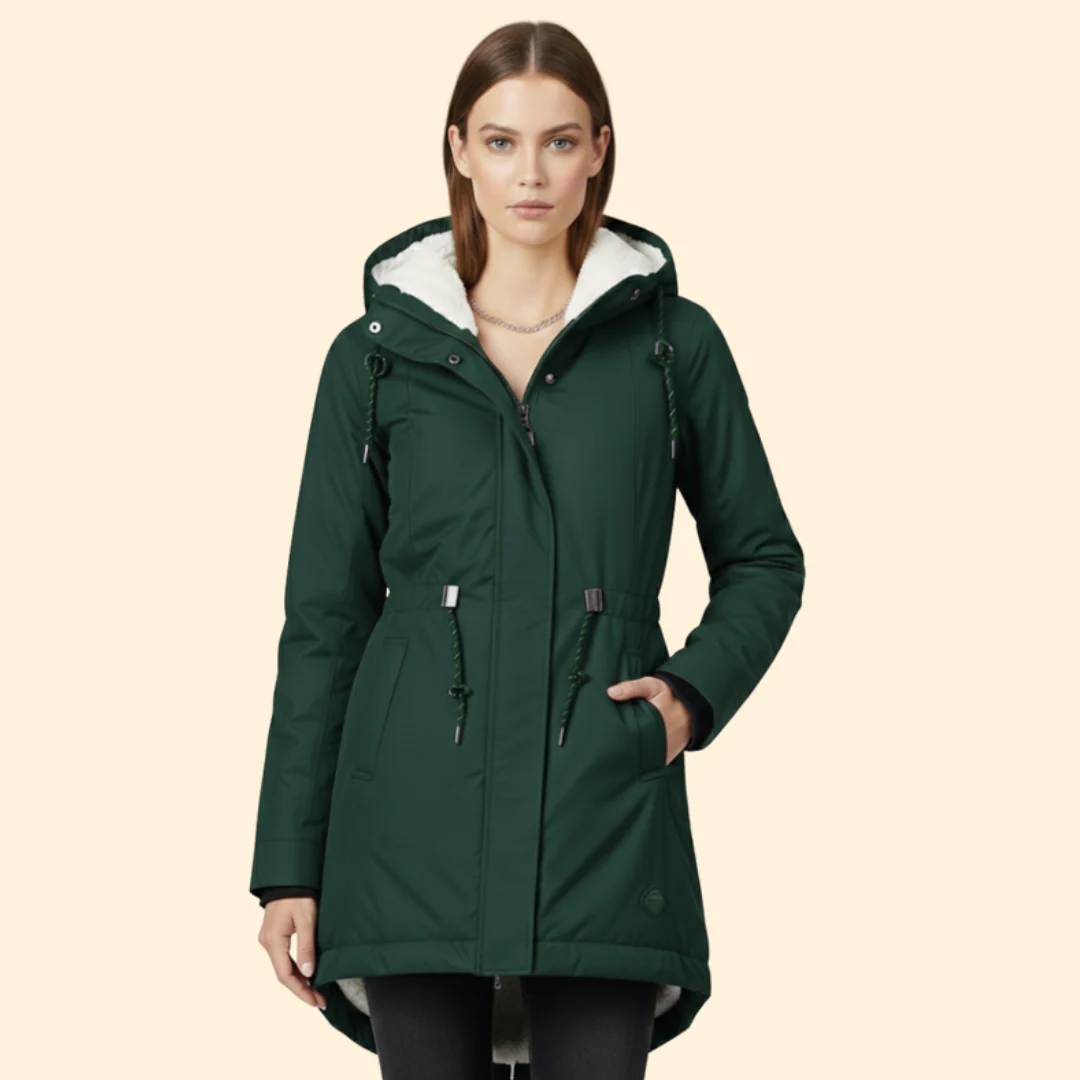 Women’s Zip Coat with Sherpa Lined Hood - Image 6