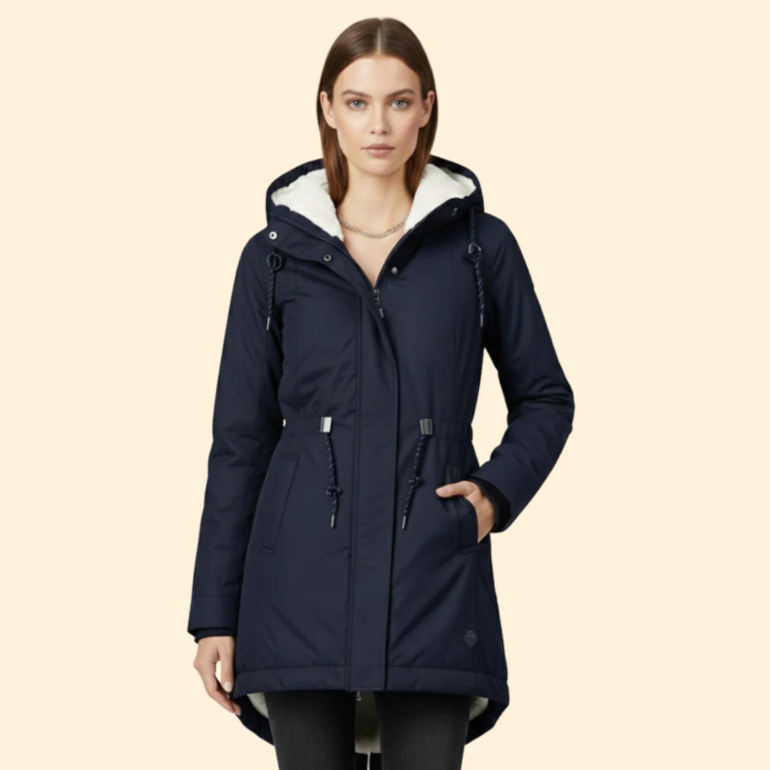 Women’s Zip Coat with Sherpa Lined Hood - Image 8